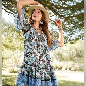 Women's Sundance multi-color floral ruffle dress size Small